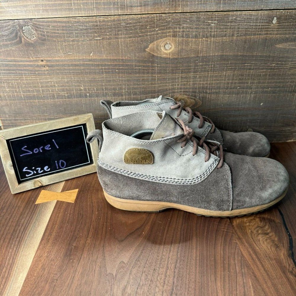 Mens Sorel Greely Gray Suede Lace Up Comfort Chukka Ankle Boots Size 10 M GUC‎